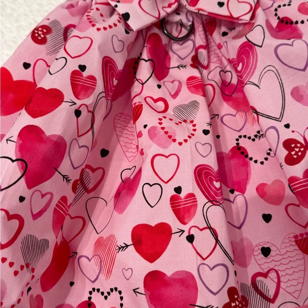 Pink Heart Patterned Dress Tulle Dog Cat Valentine’s Day size medium